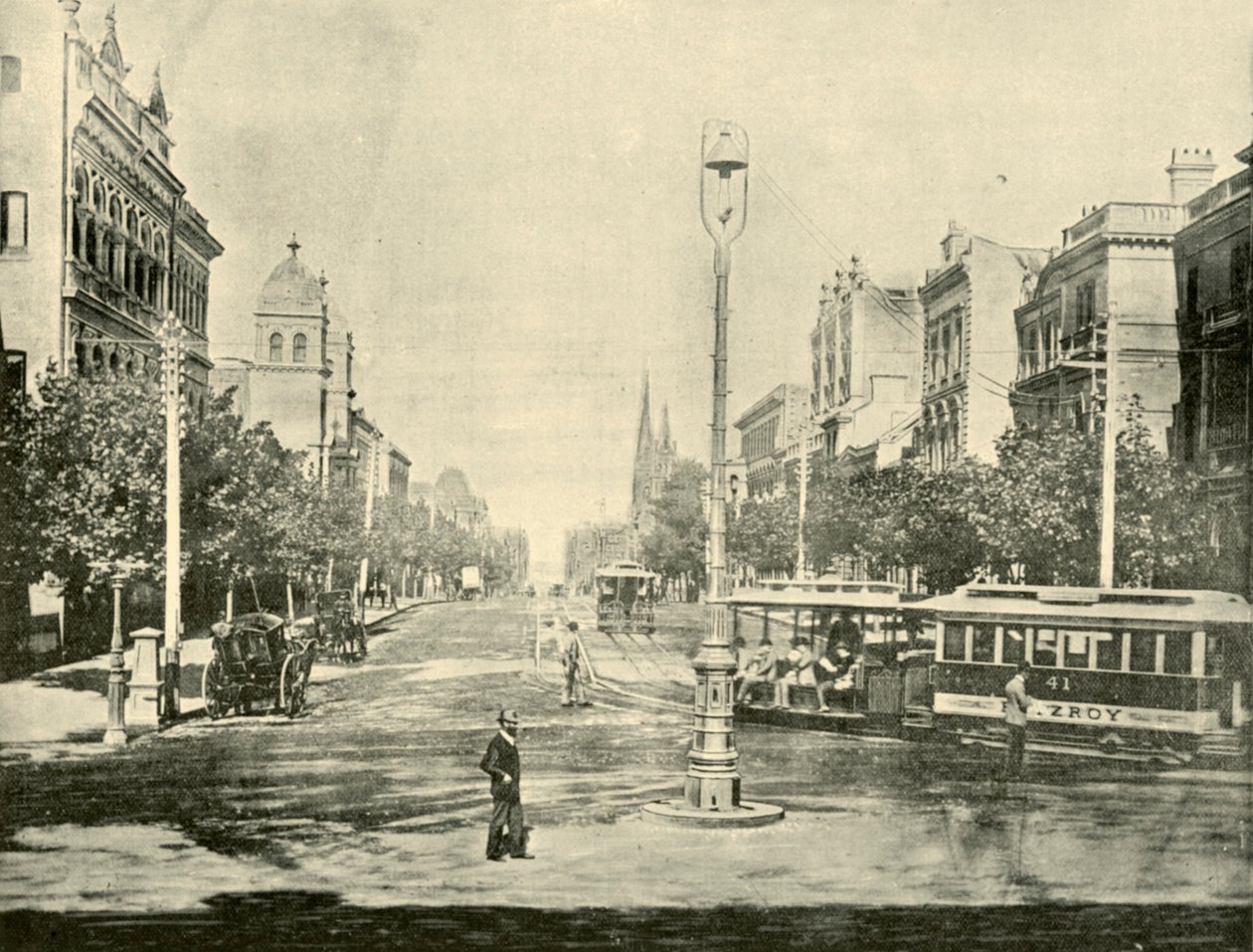 Collins Street, Melbourne, z budovy ministerstva financí, 1901. od Unbekannt