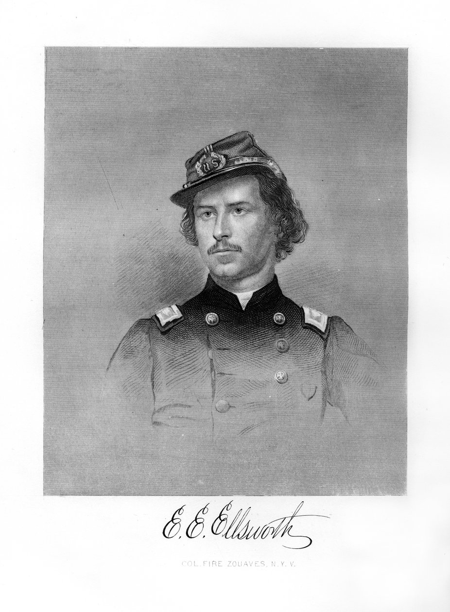 Plukovník Ephraim Elmer Ellsworth, americký voják, 1872 od Unbekannt