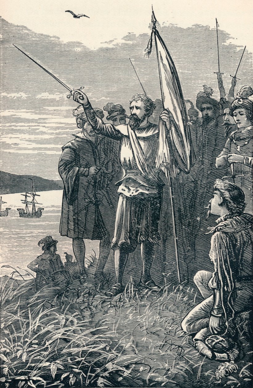 Columbus se zmocňuje San Salvadoru pro Španělsko, 1904 od Unbekannt
