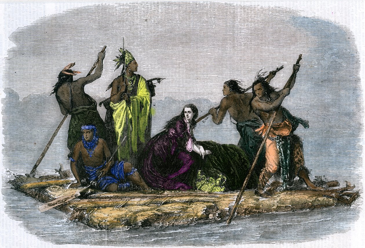 Komančové odvádějí zajatou dívku, c1860 od Unbekannt