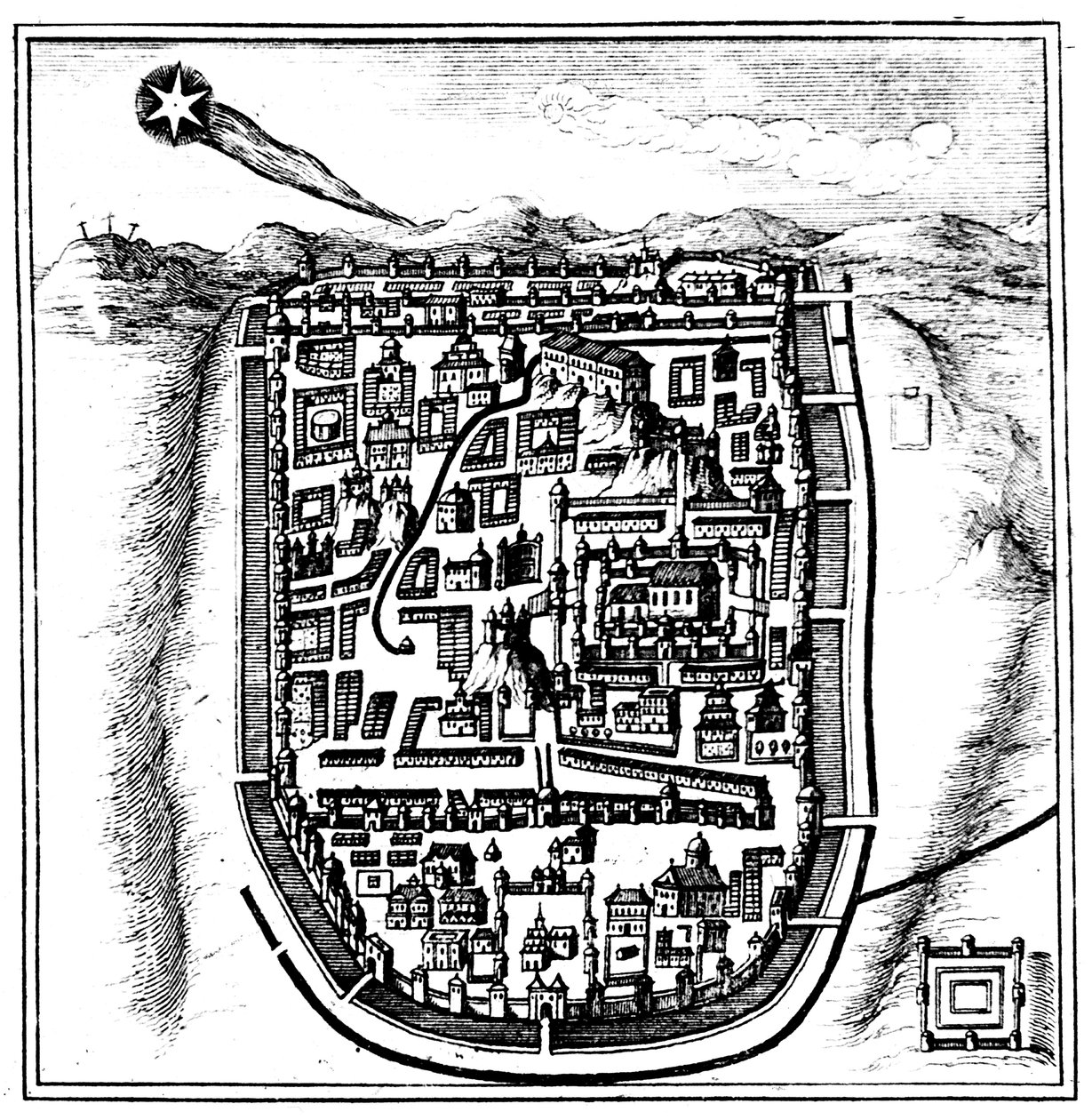 Kometa z roku 66 n. l. Halley nad Jeruzalémem, 1666 od Unbekannt