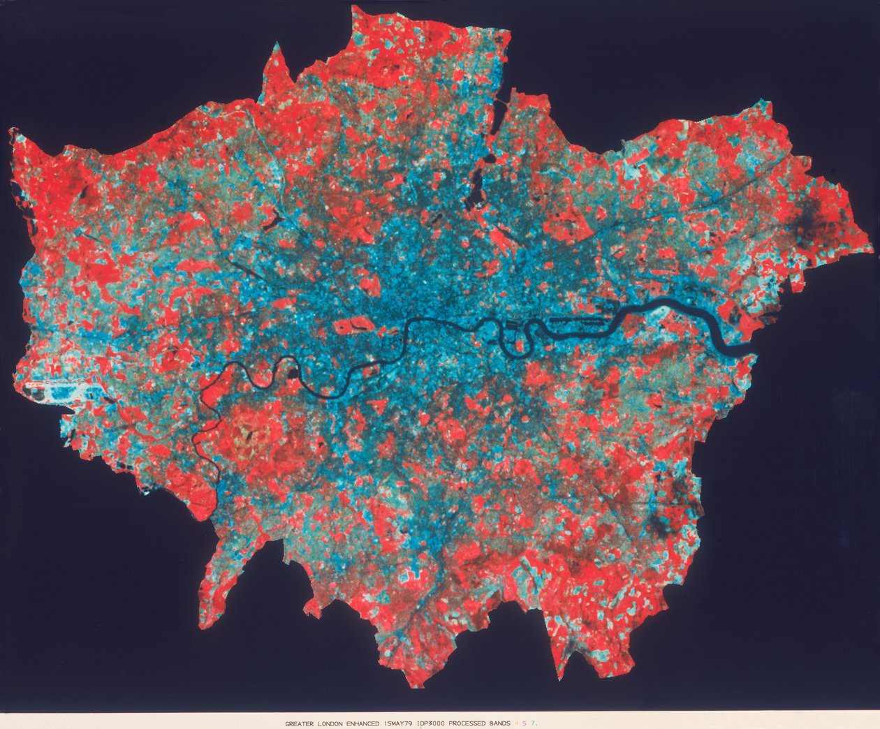 Složený Landsat obrázek Velkého Londýna ve falešných barvách, 1979 od Unbekannt