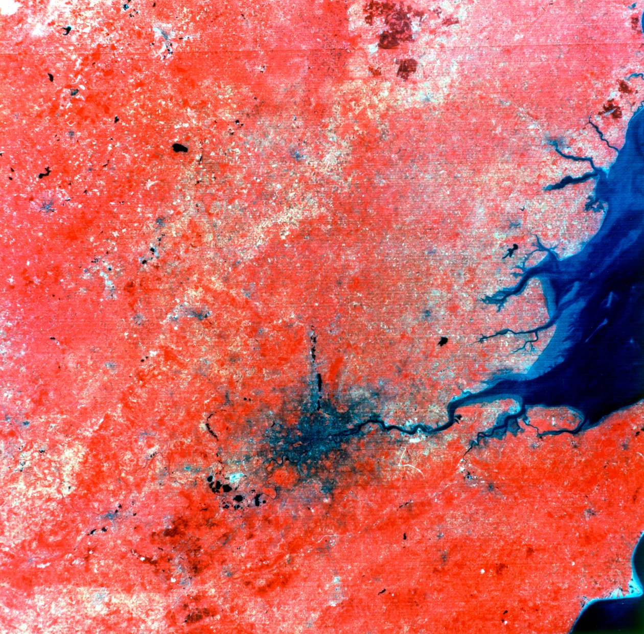 Složená fotografie Londýna pořízená Landsatem 2, 29. července 1975 od Unbekannt