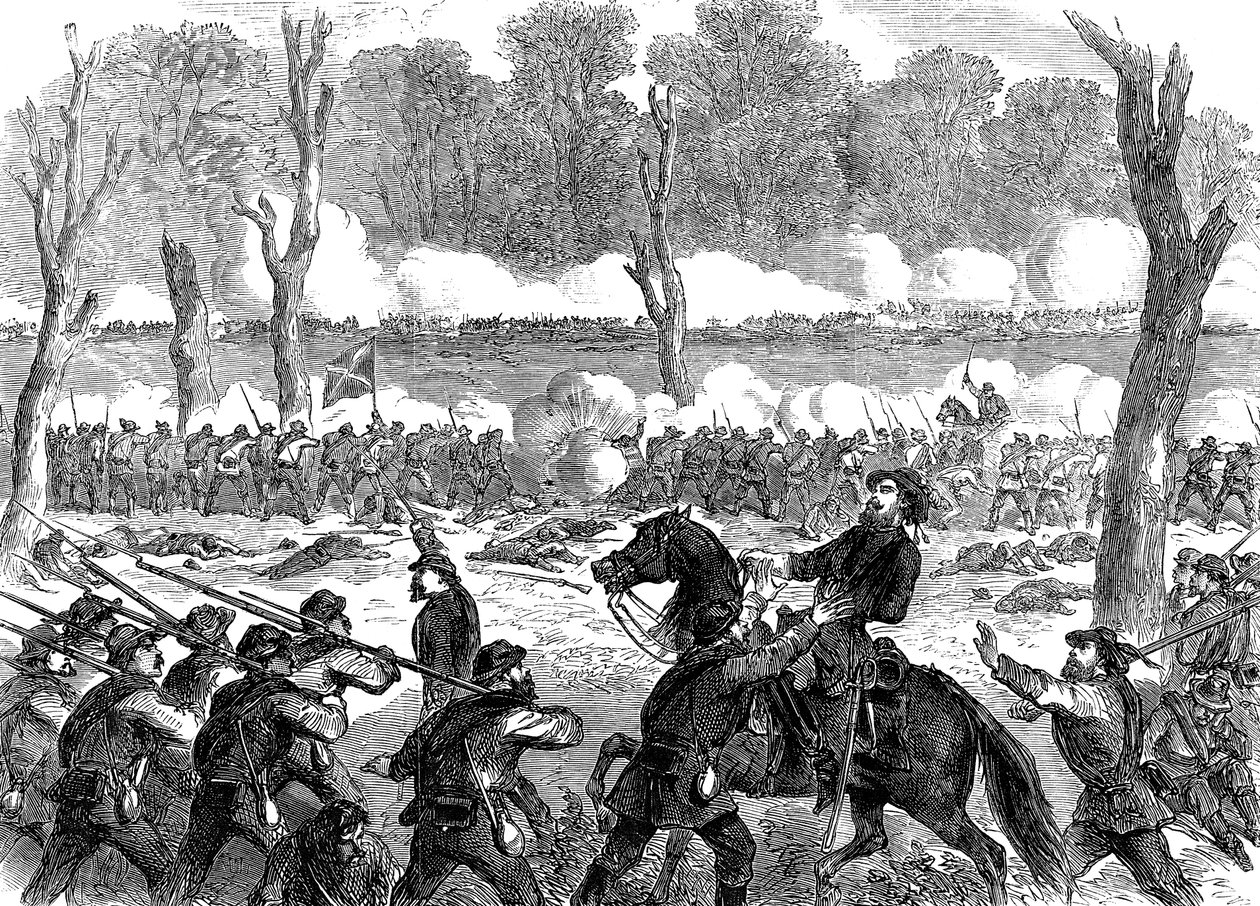 Konfederační generál Hood zraněn v bitvě u Chickamaugy, americká občanská válka, 1863 od Unbekannt
