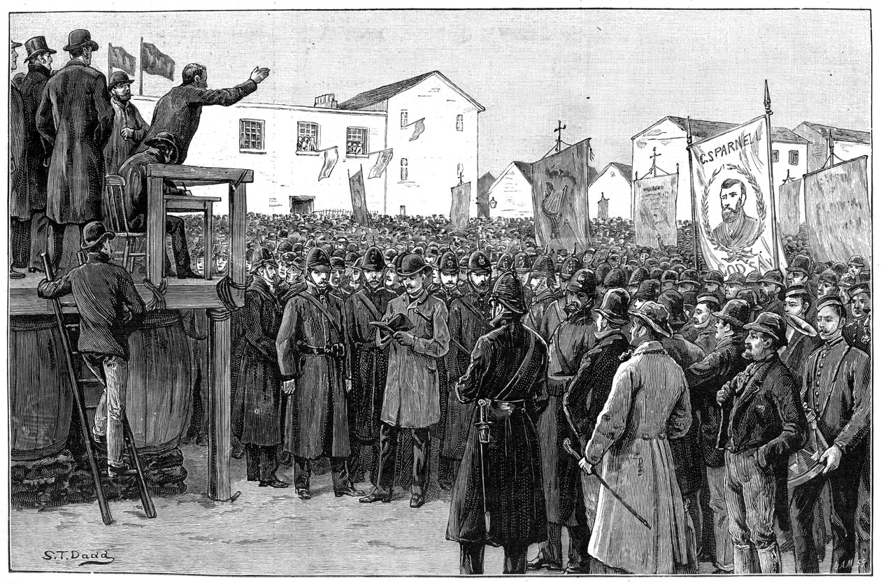 Policajt střežící vládního reportéra na schůzce plánu kampaně, Irsko, 1887 od Unbekannt