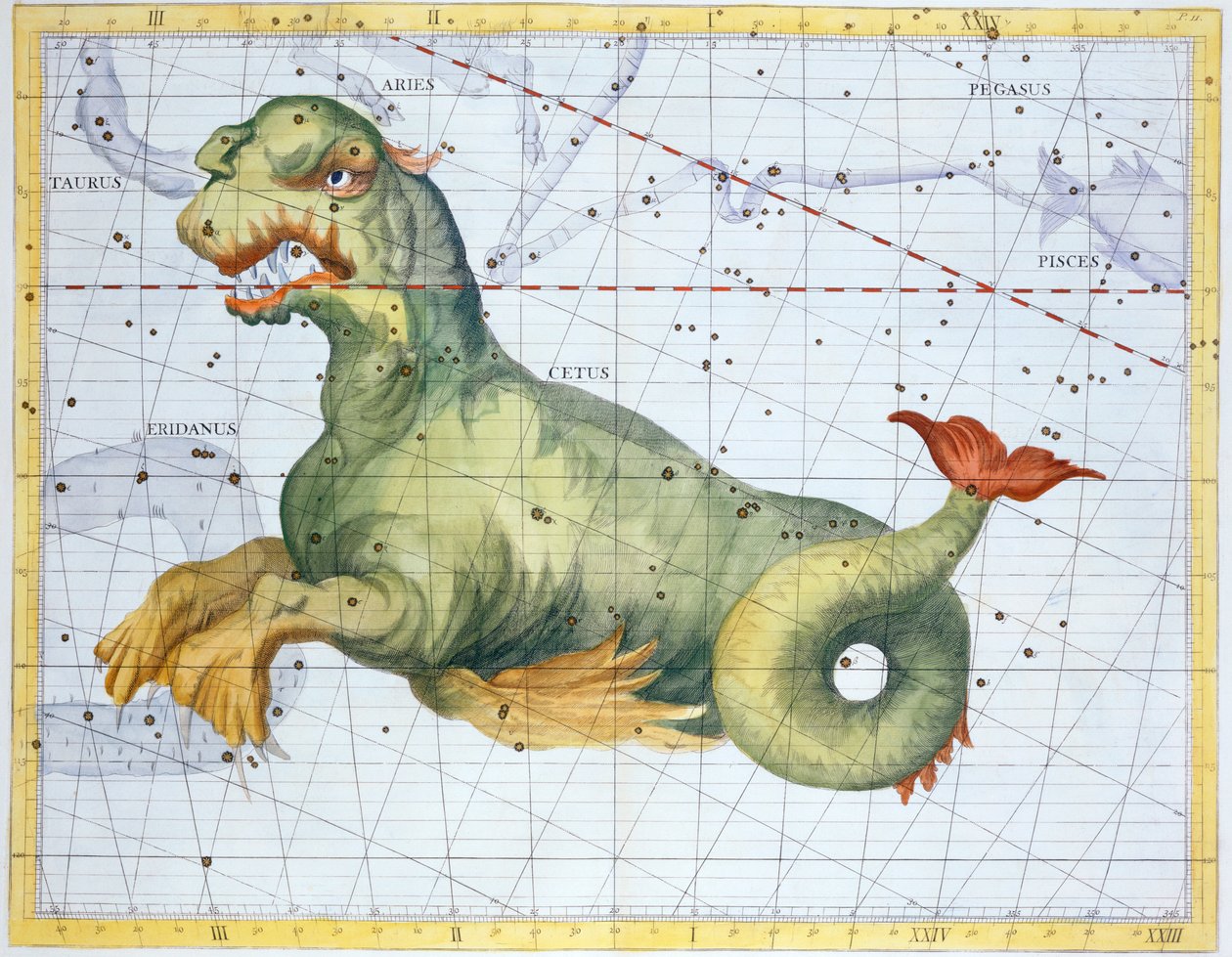 Souhvězdí velryby Cetus, 1729 od Unbekannt