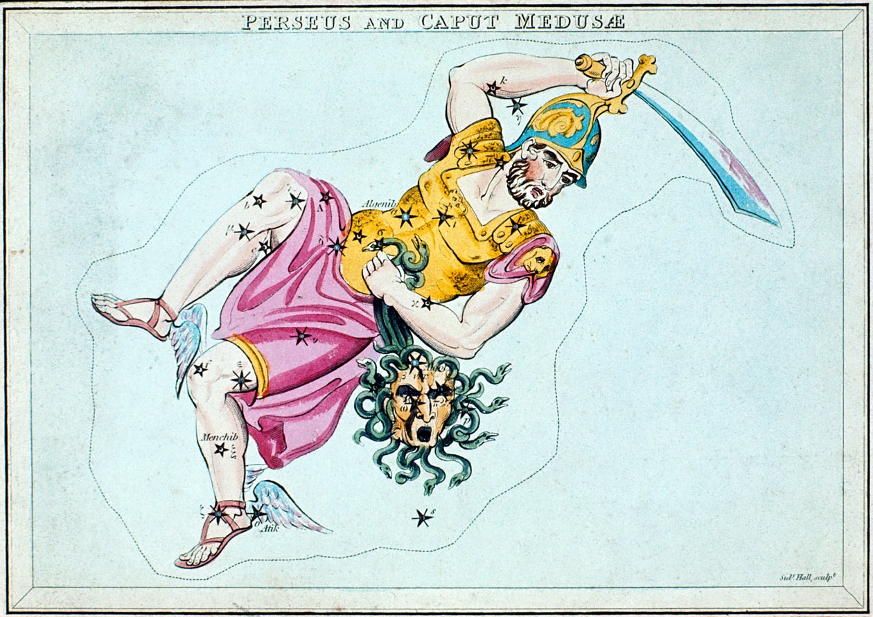 Souhvězdí Persea, ukazující, jak nese hlavu Medúzy, c1820 od Unbekannt