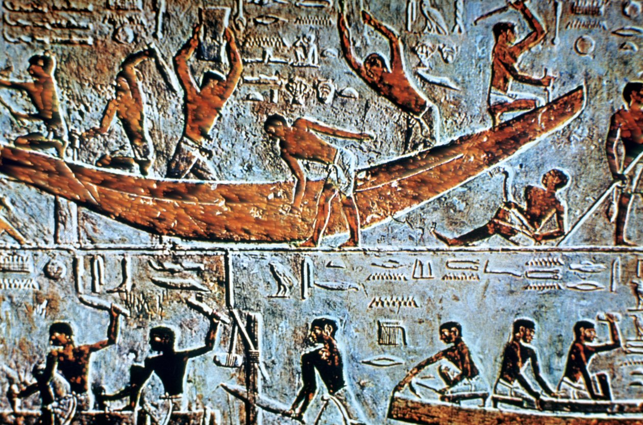 Stavba lodi, reliéf stěny, Sakkára, Egypt od Unbekannt