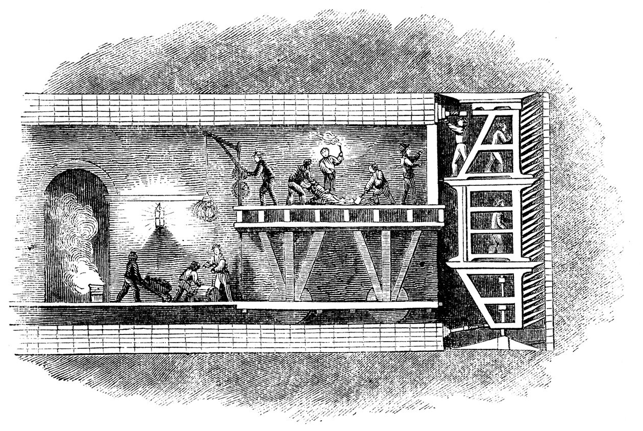 Výstavba tunelu Temže, Londýn, 1825-1843 od Unbekannt