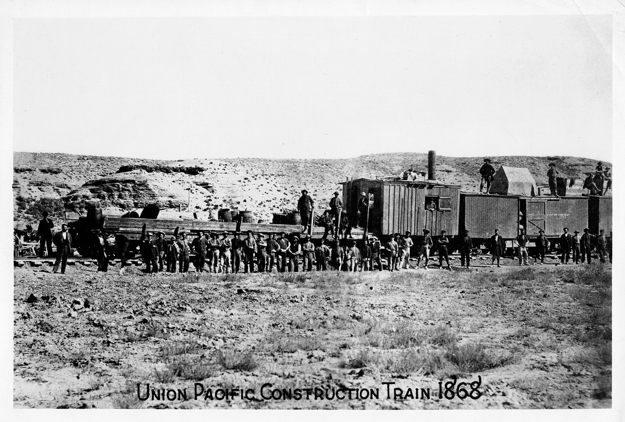 Stavební vlak na Union Pacific Railroad, USA, 1868 od Unbekannt