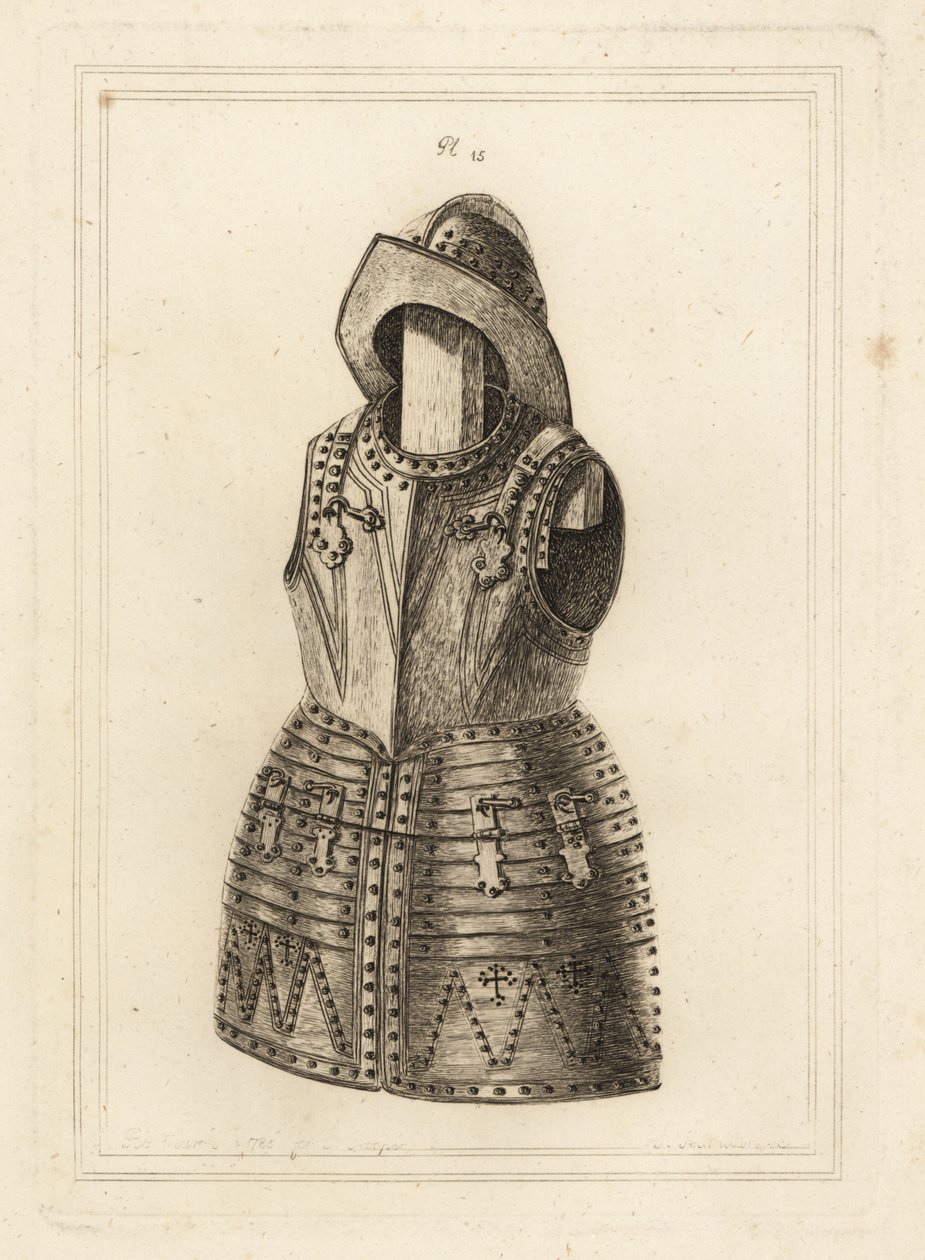 Corcelet nebo oblek z jasného brnění z arkebuze a čelenka Morion z Tower of London od Unbekannt