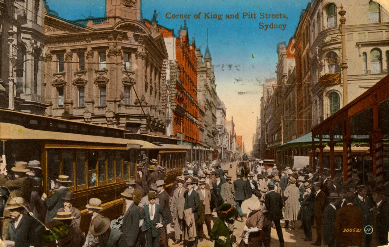Corner of King and Pitt Streets, Sydney, New South Wales, Austrálie, c1917 od Unbekannt