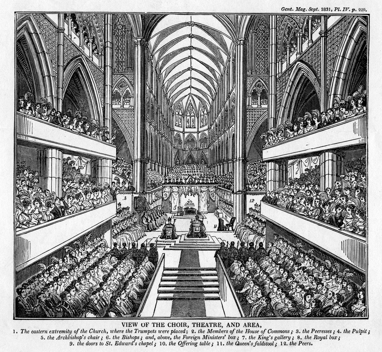 Korunovace krále Viléma IV a královny Adelaide, Westminster Abbey, Londýn, 1831 od Unbekannt