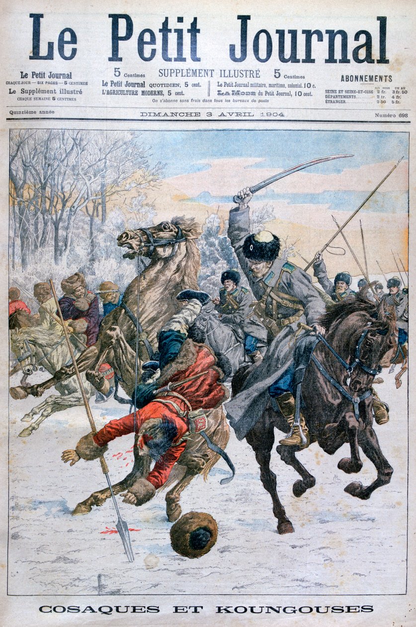 Kozáci bojující proti Mandžuům, rusko-japonská válka, 1904 od Unbekannt