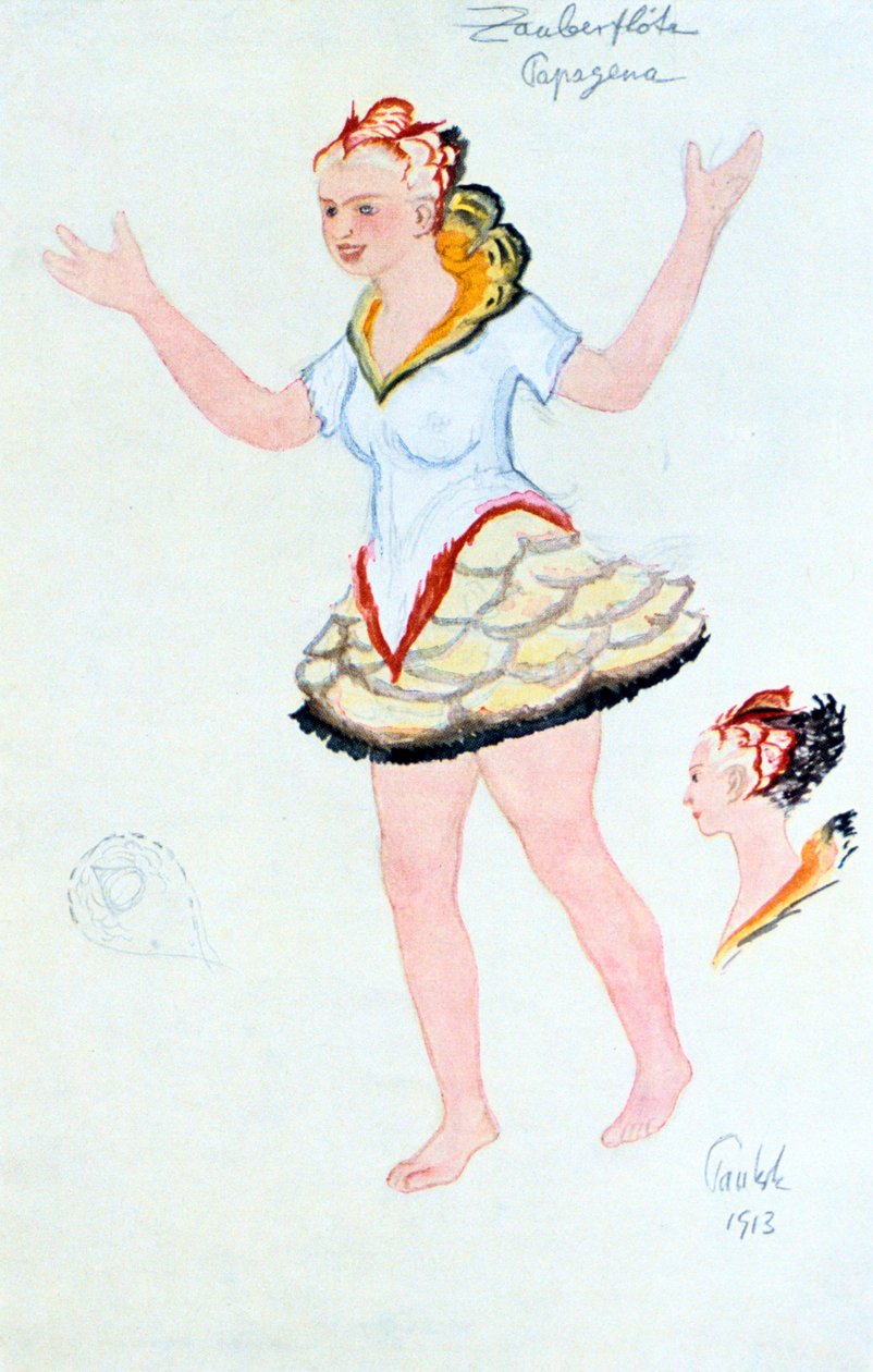 Kostýmní návrh pro Papegena, 1913 od Unbekannt