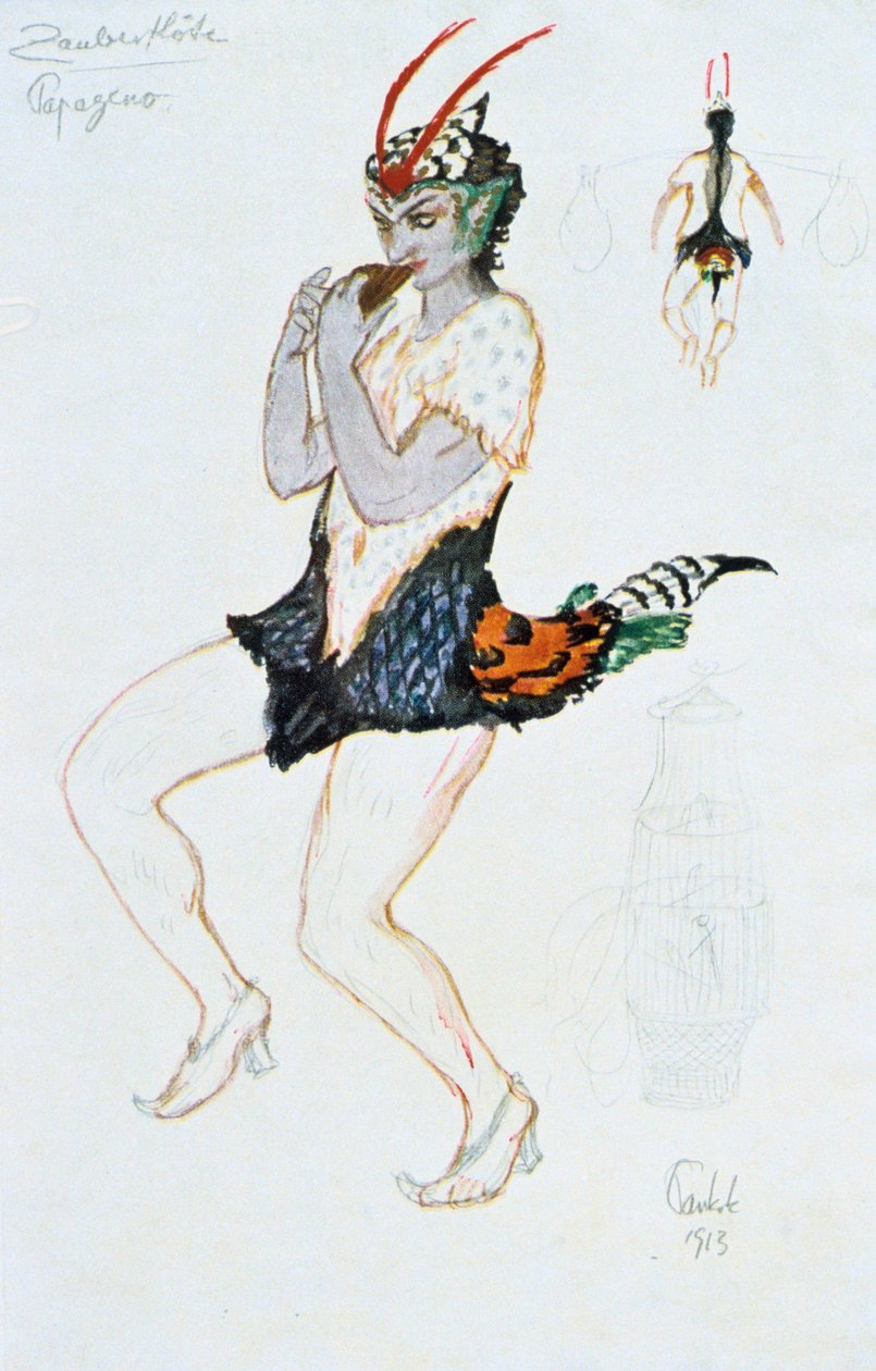 Kostýmní návrh pro Papegeno, 1913 od Unbekannt