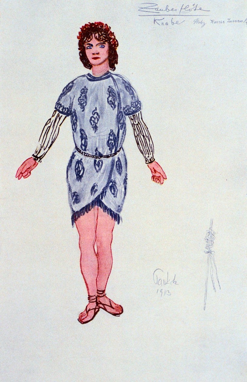 Kostýmní návrh pro jednoho ze Tří mladých nebo Genii, 1913 od Unbekannt