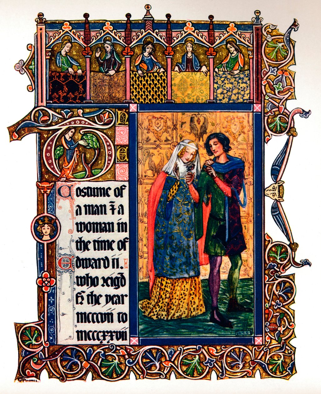 Kostým muže a ženy v době Edwarda II., 1909 od Unbekannt