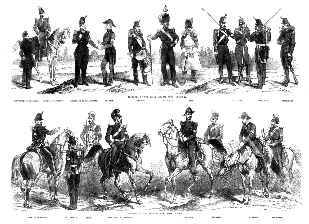 Kostýmy švýcarské federální armády, 1857 od Unbekannt