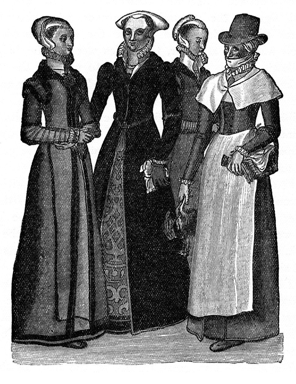 Kostýmy městských a venkovských žen, 16. století, 1910 od Unbekannt