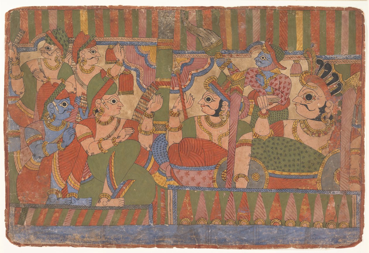 Rada hrdinů...z rozptýlené Mahabharaty Velcí potomci Mahabharaty, ca. 1800. od Unbekannt