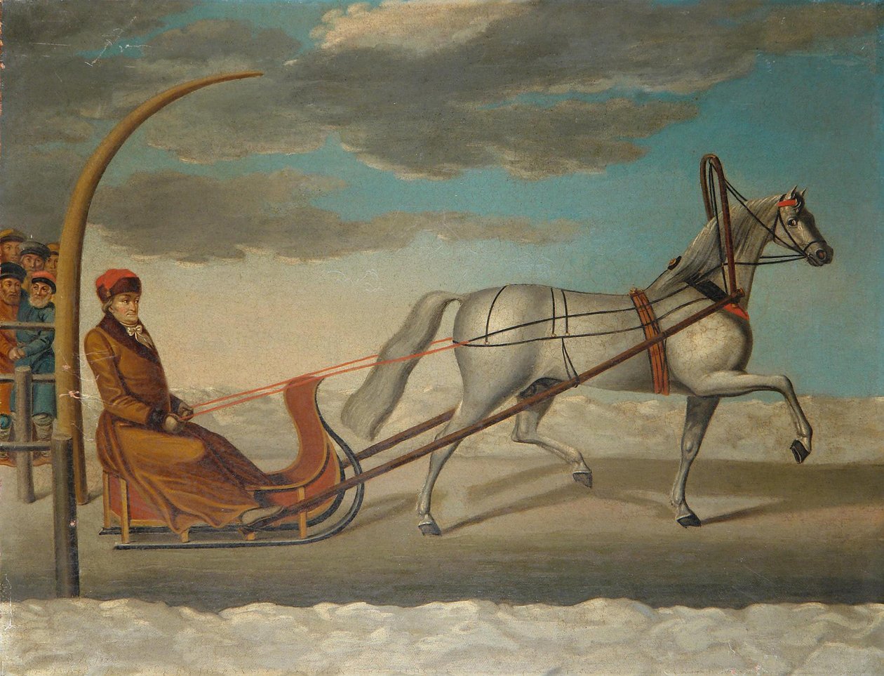 Hrabě Alexej Grigorjevič Orlov z Chesmy na saních tažených koňmi, 1778 od Unbekannt