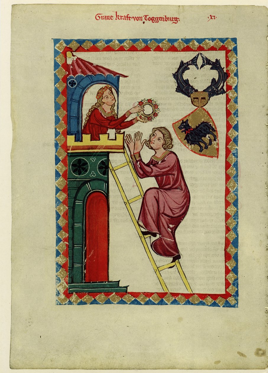 Hrabě Kraft III z Toggenburgu z kodexu Manesse, mezi 1305 a 1340 od Unbekannt