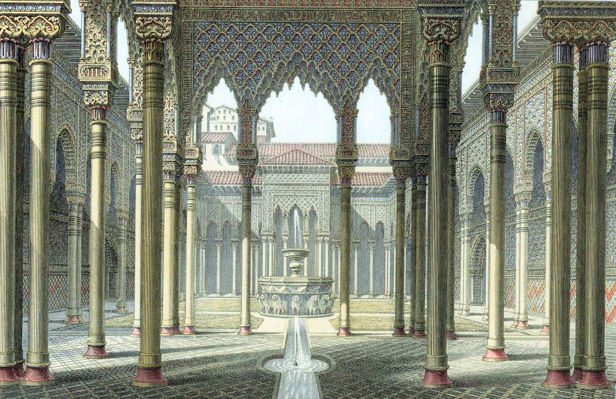 Dvůr lvů, palác Alhambra, Granada, Španělsko, konec 19. století od Unbekannt