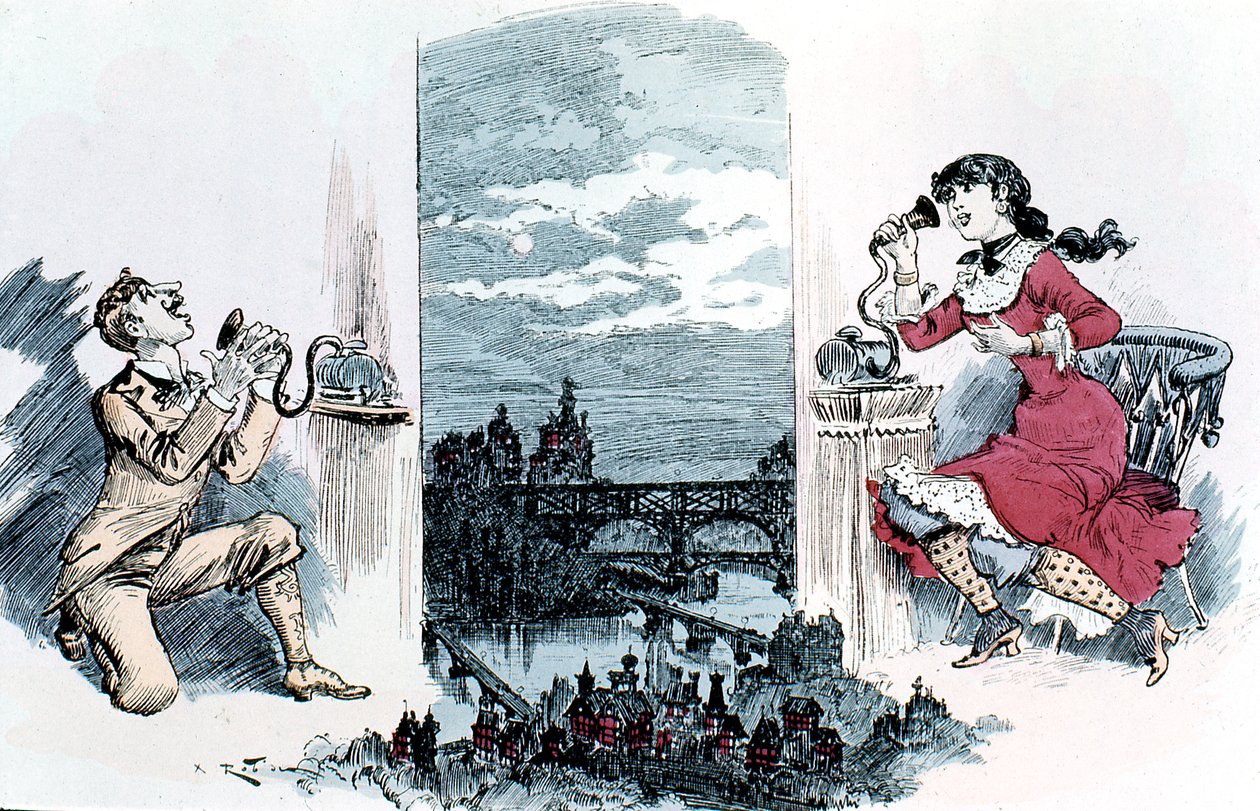 Námluvy po telefonu po Paříži, 1883 od Unbekannt