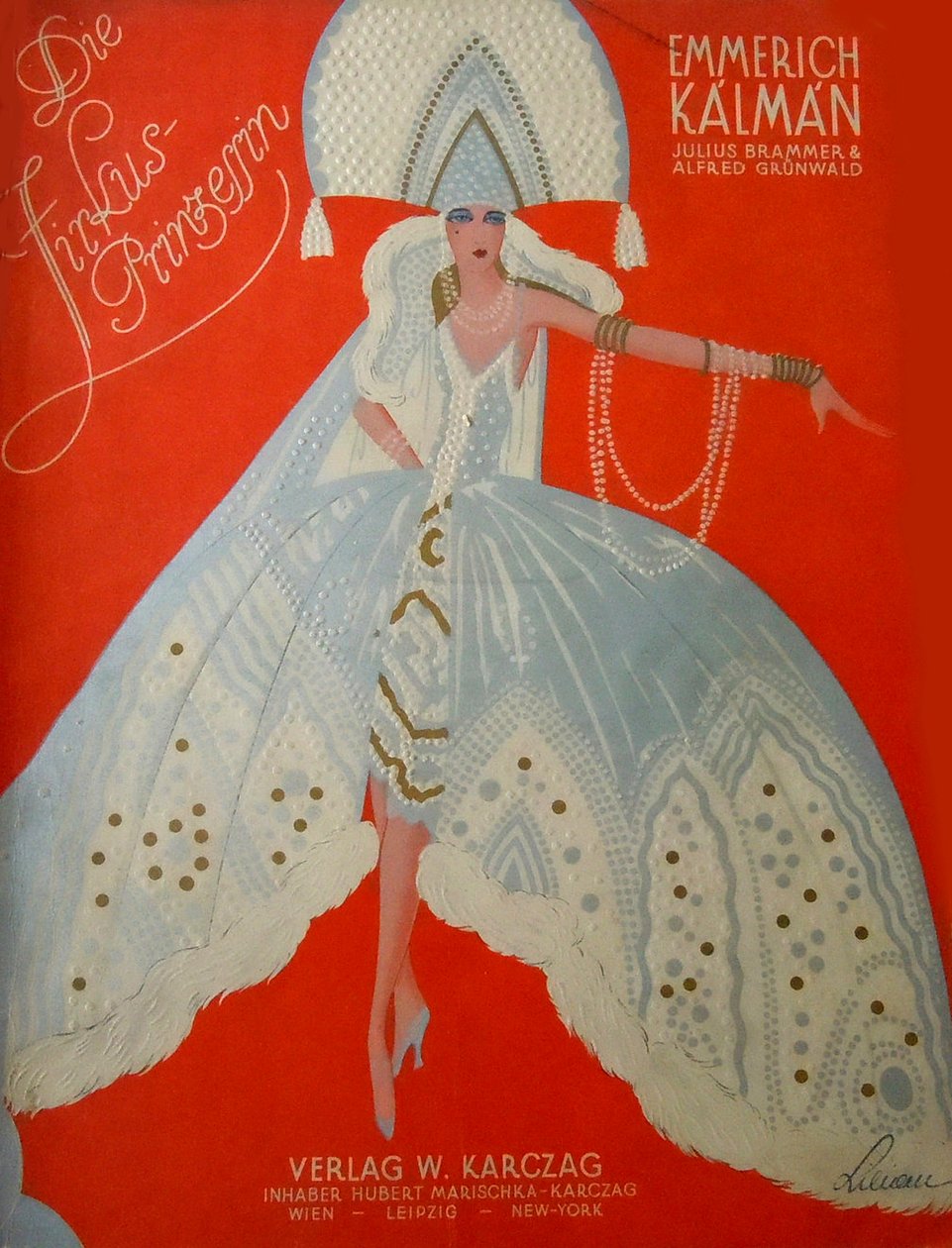 Obal k původní klavírní partituře Cirkusové princezny od Emmericha Kalmana, 1926. od Unbekannt