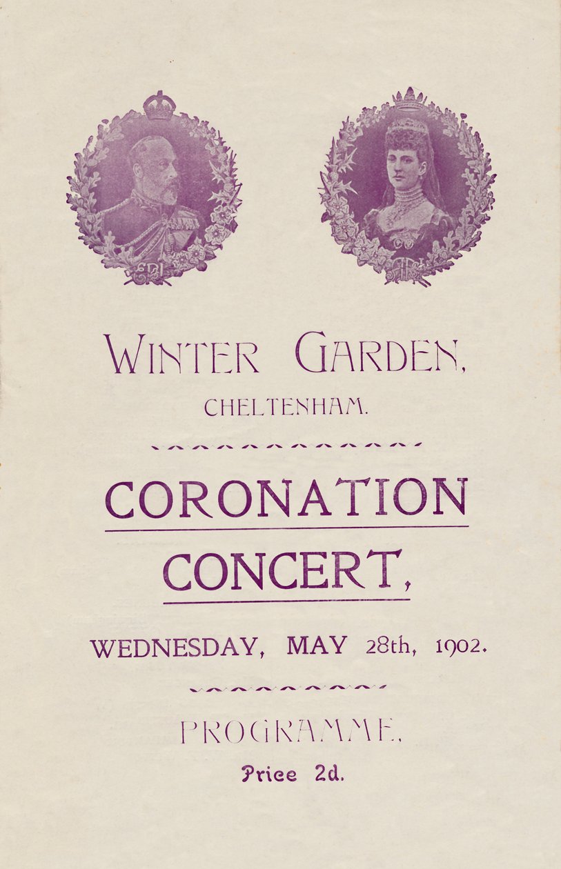 Obálka programu pro korunovační koncert ve Winter Garden, Cheltenham, 1902. od Unbekannt