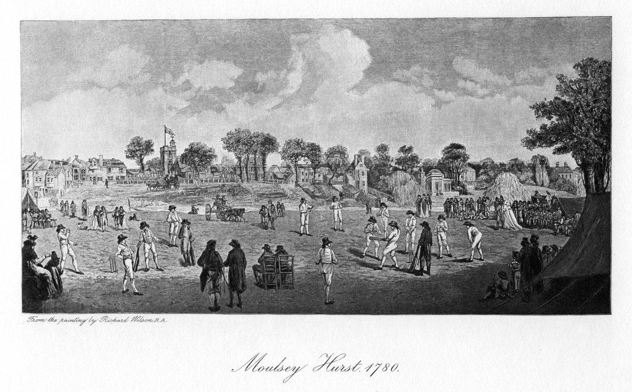 Kriket v Moulsey Hurst, 1780, 1912 od Unbekannt