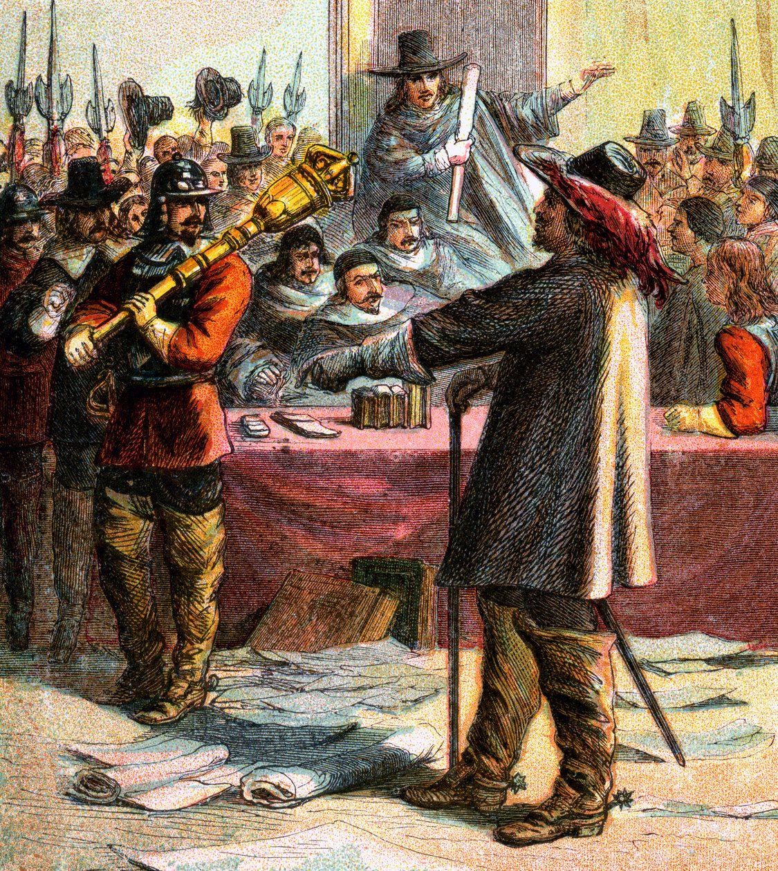 Cromwell Turns Out Parliament, 17. století, c1850 od Unbekannt