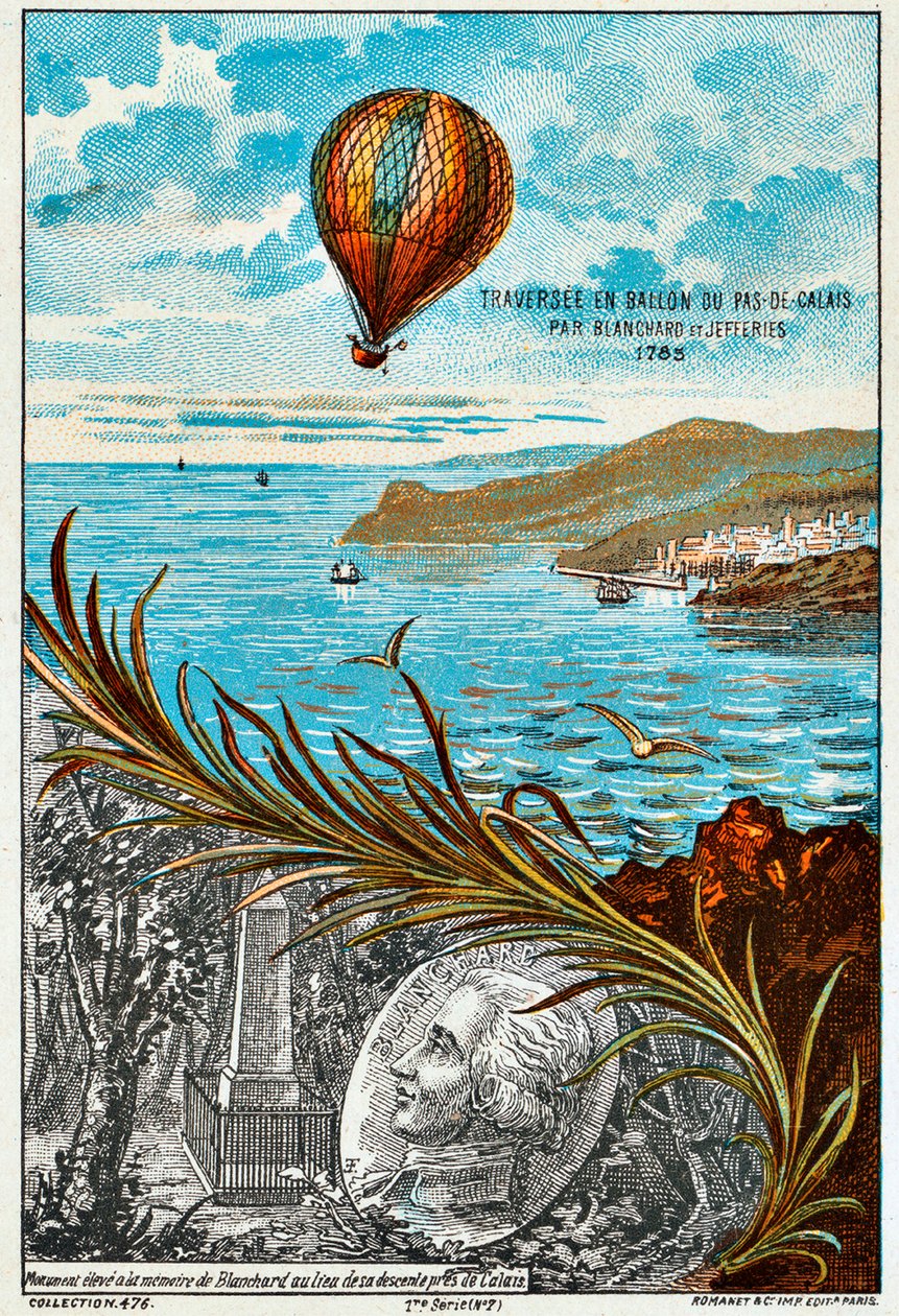 Přeplavení kanálu La Manche Blanchardem a Jeffriesem, 1785 90. léta 19. století od Unbekannt