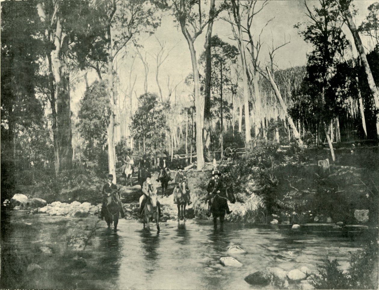 Crossing the River, poblíž Buffalo Falls, 1901. od Unbekannt