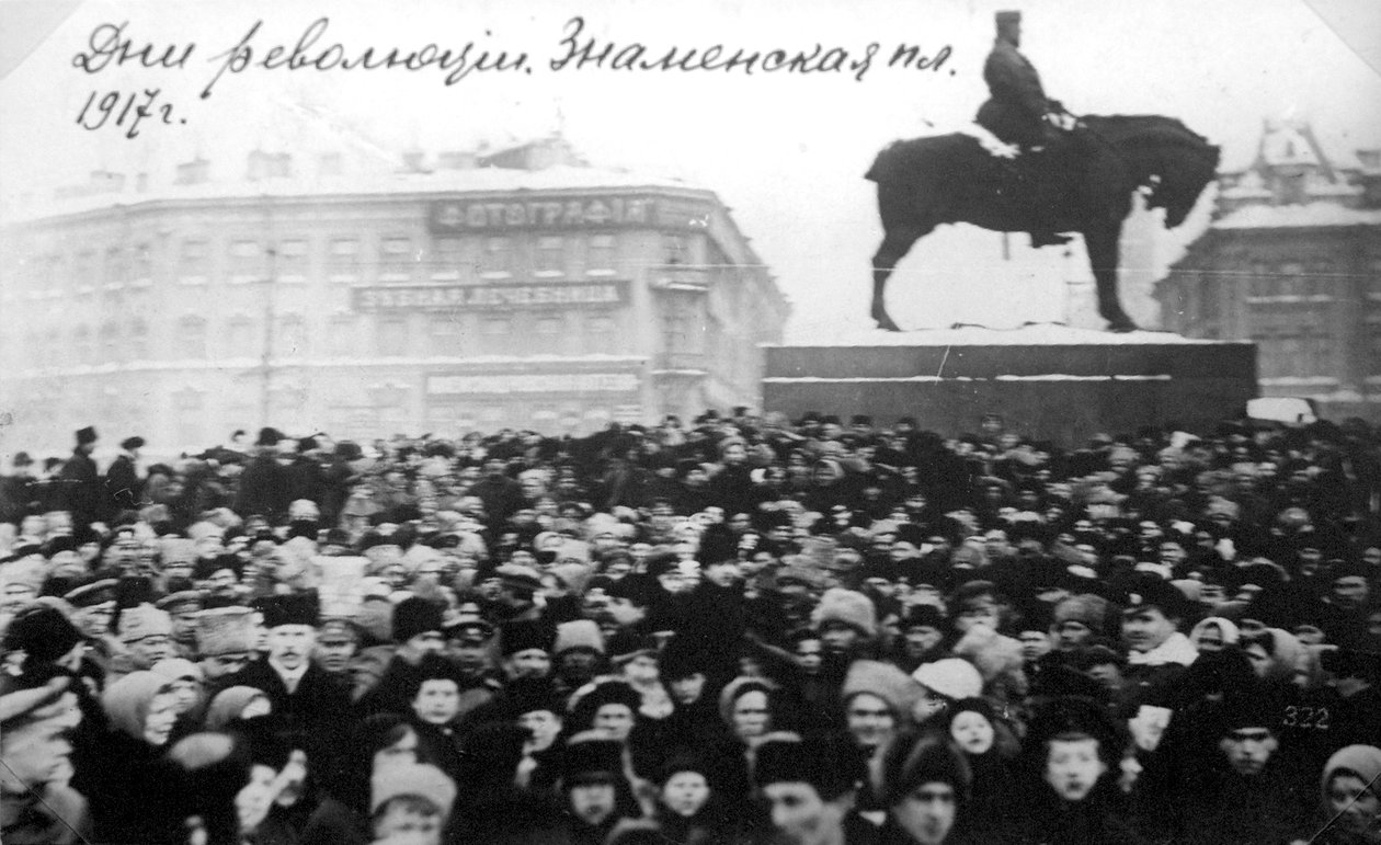 Davy na náměstí Znamenskaja, Petrohrad, Rusko, únorová revoluce, 1917 od Unbekannt