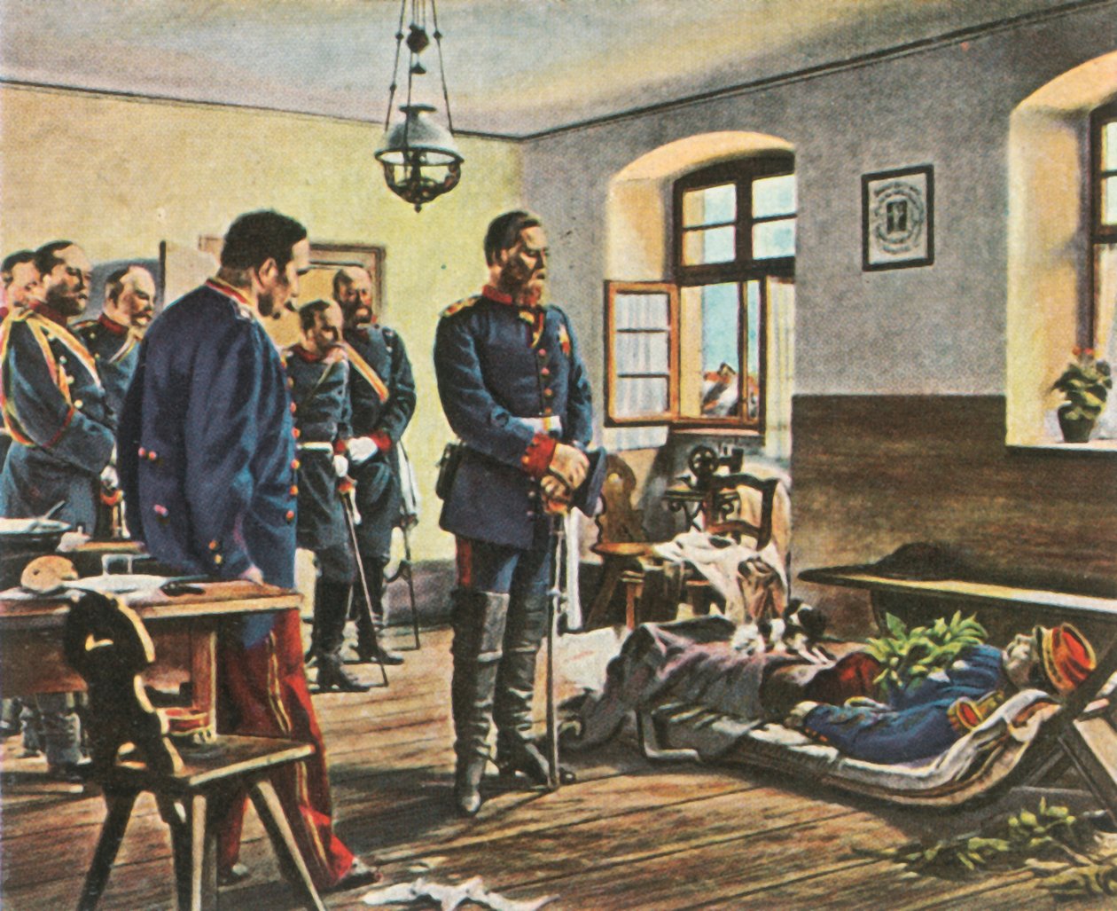 Korunní princ Friedrich Wilhelm s tělem generála Douaye, 4. srpna 1870, 1936. od Unbekannt