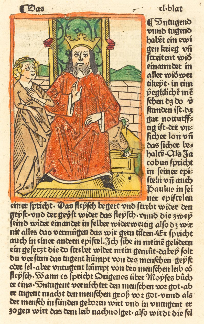 Korunovaný muž na trůnu s Pannou stojící vlevo, c. 1479. od Unbekannt