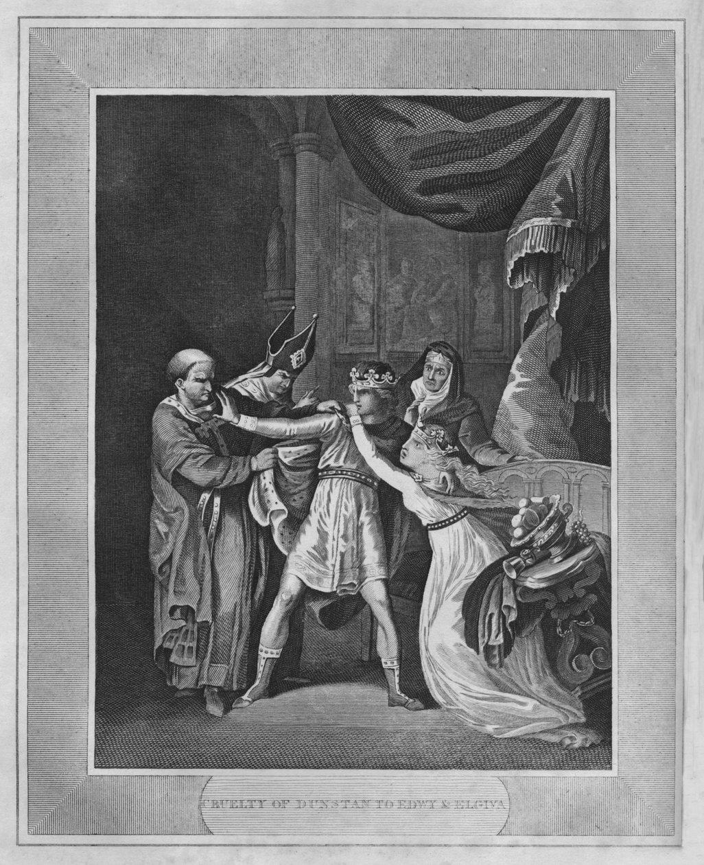 Krutost Dunstana vůči Edwymu a Elgivě, 1838 od Unbekannt