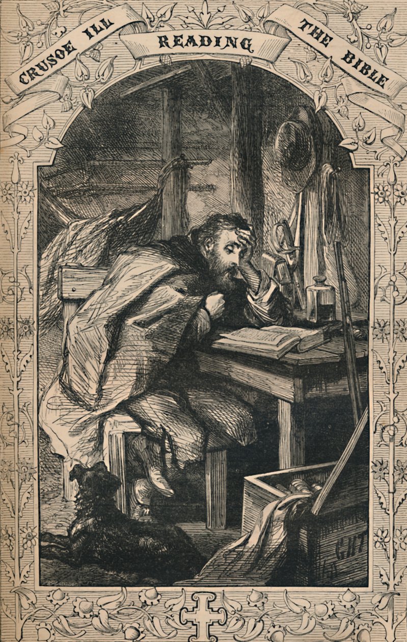 Crusoe Ill Reading The Bible, c1870 od Unbekannt