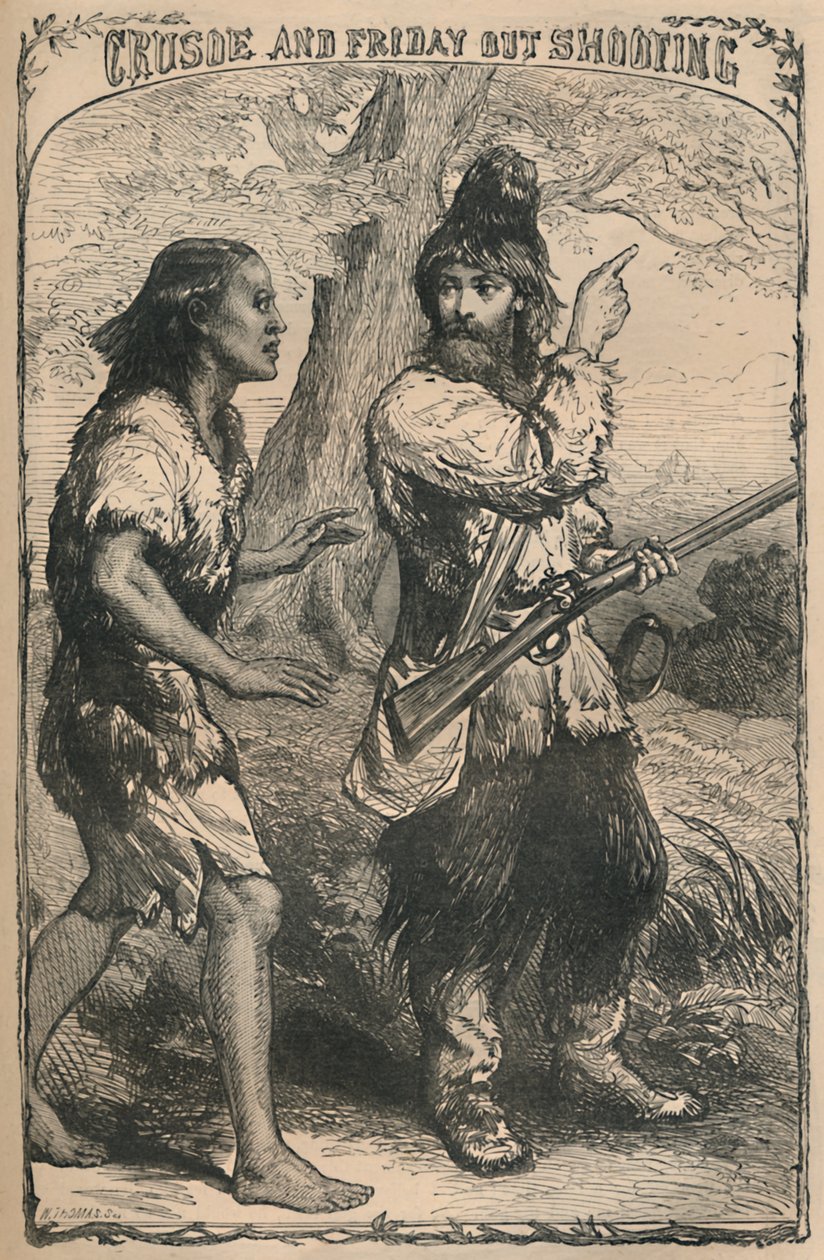 Crusoe a páteční střelba, c1870 od Unbekannt