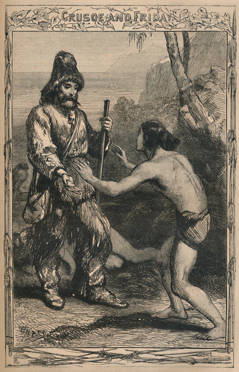 Crusoe a pátek, c1870 od Unbekannt