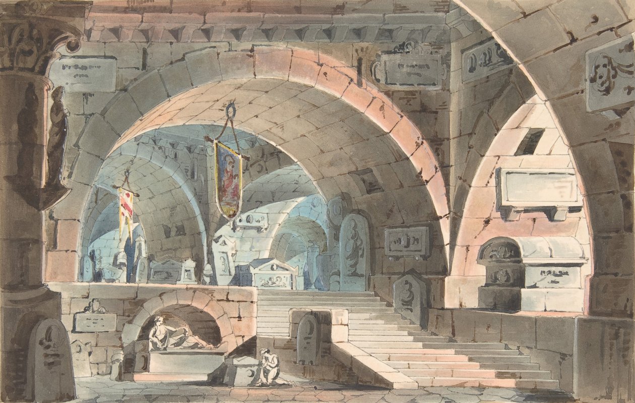 Krypta s klečícím truchlícím, 1830-40. od Unbekannt