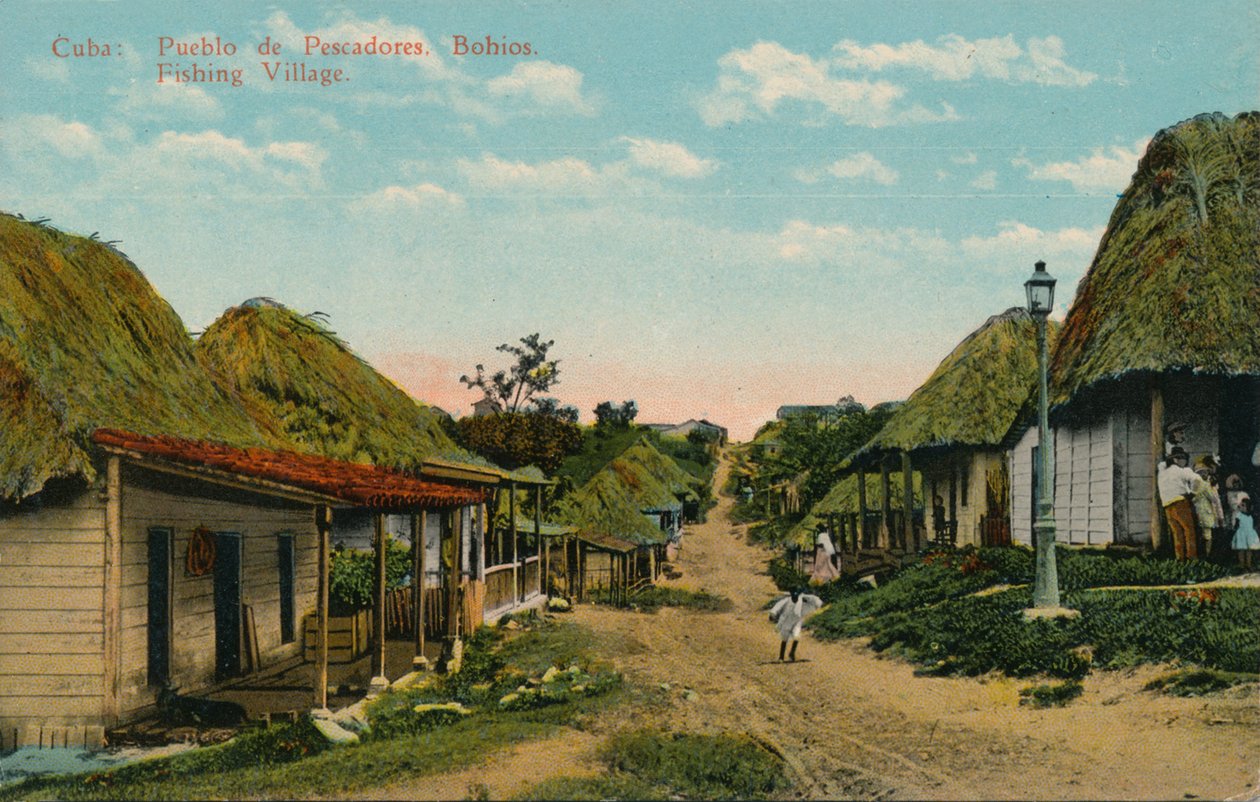Kuba: Pueblo de Pescadores. Bohios. Rybářská vesnice, 1919 od Unbekannt