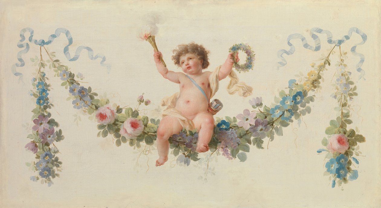Amor sedící na girlandě, 1770-90. od Unbekannt