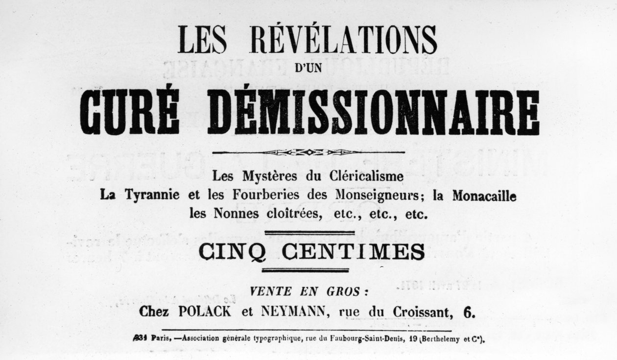 Cure Demissionnaire, z francouzských politických plakátů Pařížské komuny, květen 1871 od Unbekannt