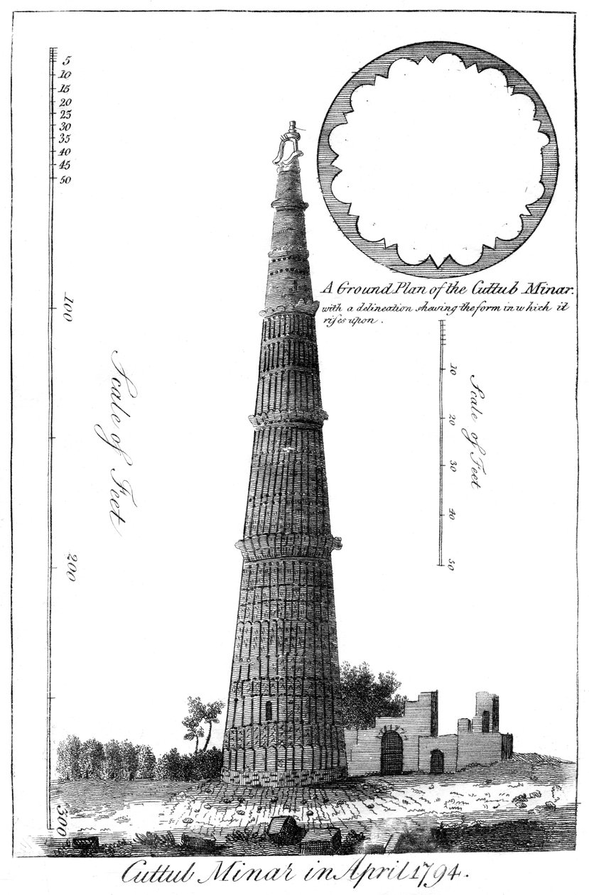Cuttub Minar v dubnu 1794, 1799 od Unbekannt