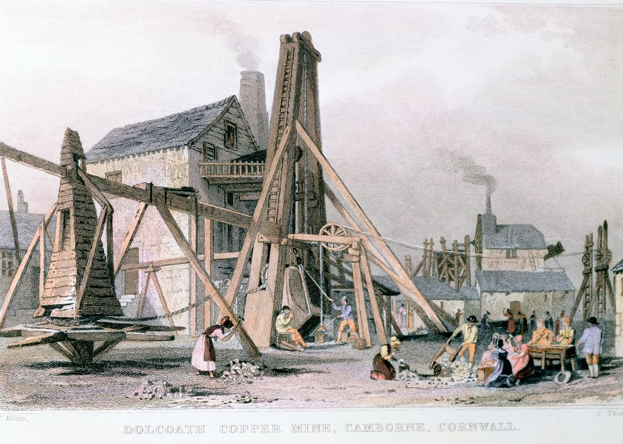 Měděný důl Dalcoath, Camborne, Cornwall, c1830 od Unbekannt