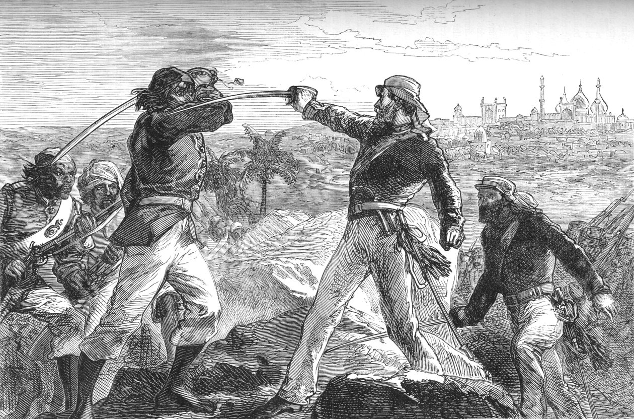 Daly a já jsme nakreslili své meče a spěchali vzhůru do skal, c1880 od Unbekannt