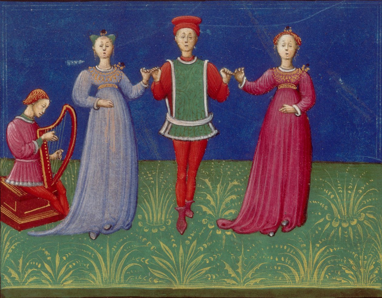 Taneční kurzy. Z: De pratica seu arte tripudii O cvičení nebo umění tance, 1463. od Unbekannt